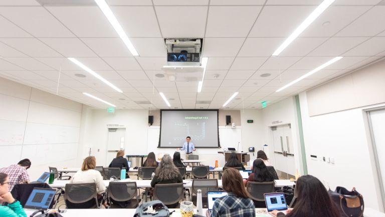 a classroom with students