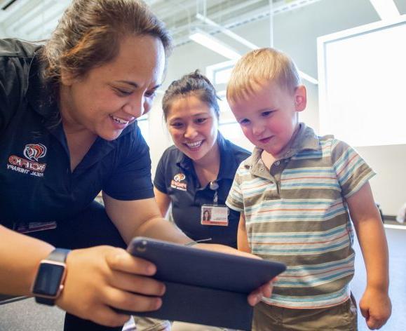 PT student working with child in clinic